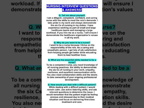 NURSING Interview Questions & Answers! #nurse #nursing #nurseinterview
