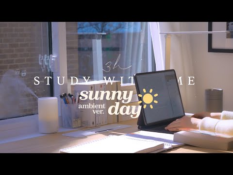 ☀️ 3-HOUR STUDY WITH ME on SUNNY DAY | Pomodoro 25-5 | 🍃 Nature Sounds | Sunny Spring Day | No Music