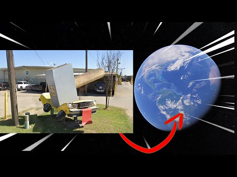 Giant hammer crushes cars found on google earth #googleearth #google #trending.