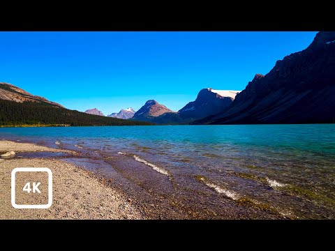 Bow Lake in the Canadian Rockies | Gentle Waves Ambience for Sleep & Relaxation