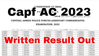 CAPF AC 2023 Written Result Out