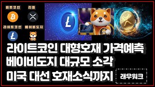 라이트코인 대형 호재 가격예측! 베이비도지 대규모 소각! 미국대선 비트코인 호재로 작용! 리플 XRP 암호화폐 구원! | 래우워크