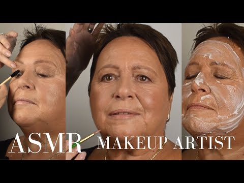 ASMR makeup artist does Timeless Glowy Makeup | Prep - apply - removal & massage