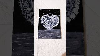 Tranding Canvas painting #🖤🤍 Heart #Shine out of darkness # art work # shorts