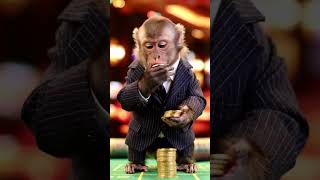 Money Monky #funny #monkeychallenge #cute #kids #monkey #babymonkey #kudoanimal #monkeykiki #shorts
