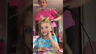 Barbie make-up by 6 y/o 🫶 yes or not ? #funny #makeup #makeuptutorial #girls #lol