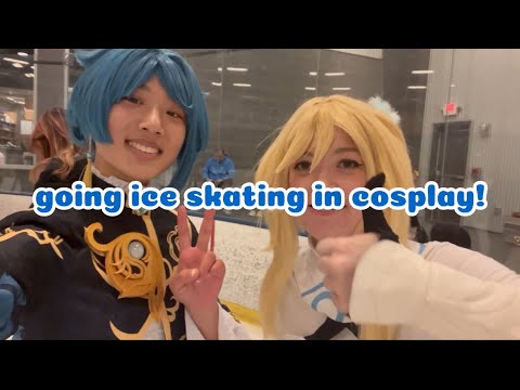 ice skating in genshin cosplay :3