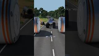 monster truck vs police cars crushed by bollards Beamng Drive #shorts #viral #beamngdrive #carcrash