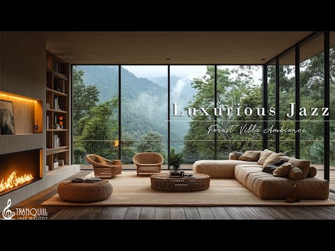 Cozy Luxury Porch & Forest Cafe Jazz | Smooth Jazz Music With Warm Fireplace for Stress Relief