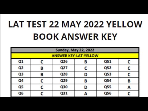 LAT test 22 May 2022 Yellow Book Answer Key #LAT