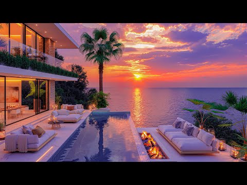 Tranquil Bossa Nova Jazz and Joyful Experience at Sunset - Luxury Beachfront Resort with Smooth Jazz