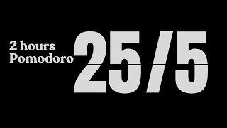 Pomodoro 25/5 🍅✨- 2 Hours (no music)(bell ring) Black and White Timer