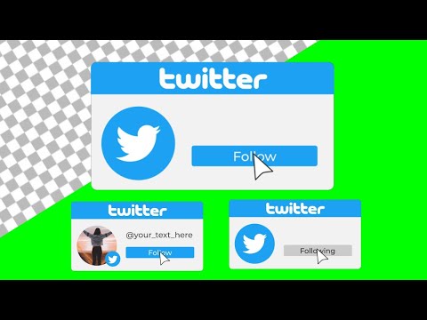 Twitter follow button green screen, transparent background ( No copyright )