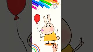 Rebecca Rabbit Drawing | Draw Rebecca Rabbit with Balloon 🌈🐽 #peppapig #shorts #forkids