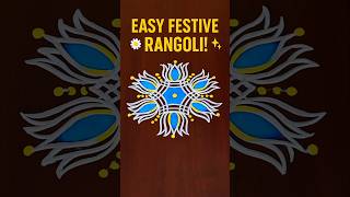 Stunning Blue & Yellow Rangoli Design | Easy & Beautiful Festival Kolam Art 🌸 #shorts