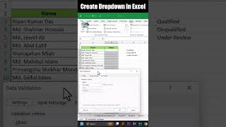 How to Create Dropdown List In Excel Data Validation #excelbangla #excel #shorts