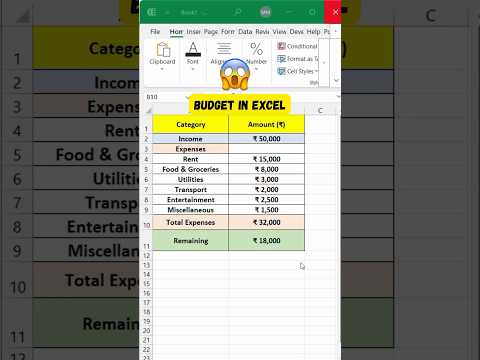 How to Create a SIMPLE BUDGET in EXCEL | EXCEL BUDGET TRACKER #excelshorts #excel #viralshorts