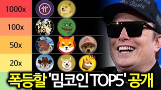 도지코인 대폭등 시작으로 떡상할 밈코인 TOP5 공개