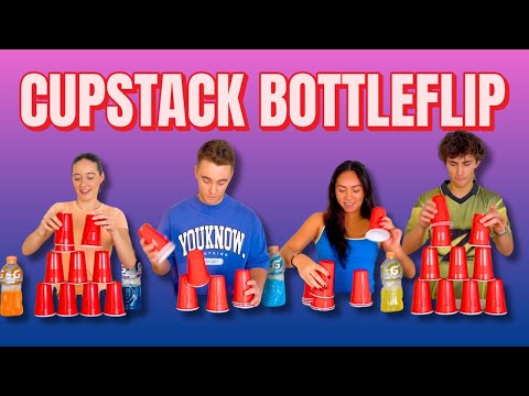 WHO CAN UN STACK AND BOTTLE FLIP THE FASTEST! - Double Date!