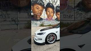 Model S Plaid at the NWA mural on La Brea. #modelsplaid #vorsteiner #brada