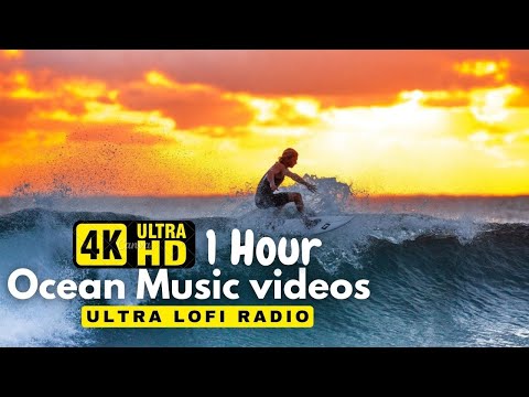Ocean Wave Nature Music with 4K Beautiful 🐬 Peaceful Piano Drone Video Music Soothing Relaxation