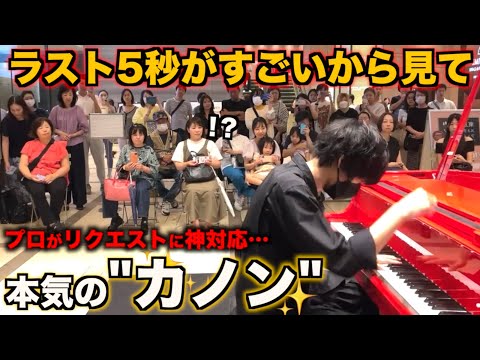 街中で「カノン」をリクエストされたので即興で弾いたら神展開になったwww【ストリートピアノ】