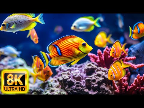 Aquarium 8K VIDEO ULTRA HD - Beautiful Relaxing Coral Reef Fish - Relaxing Sleep Meditation Music#33