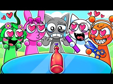 GRAY Played SPIN THE BOTTLE with CRAZY SPRUNKI GIRLS…! Incredibox Sprunki Animation