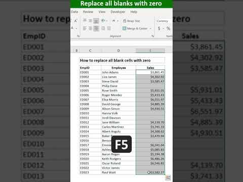 How to replace all blank cells with zero #shorts #viral #tutorial #education #excel