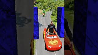 Weird Cars & Funny Cars Going to Two-Story Bollard Spikec Crash in BeamNG.drive