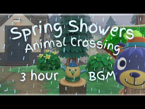 🌧️ spring showers in animal crossing ft. city folk | rain video for study & focus BGM 🍃 3 hour