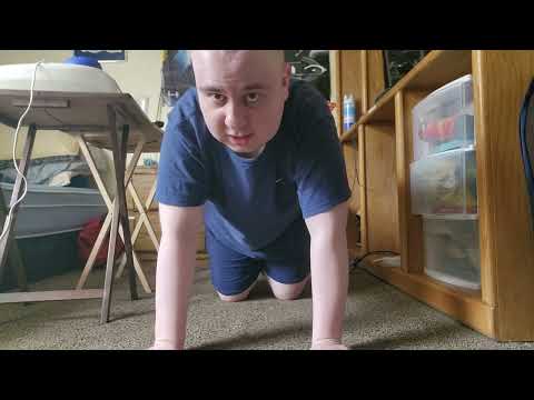 Touching the ground with my hand and ceiling with my feet