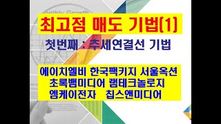 [추세연결선 최고점 매도기법] 에이치엘비 한국팩키지 서울옥션 초록뱀미디어 램테크놀로지 엠케이전자 칩스앤미디어