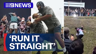 Footy fans keep the hits coming after full-time for viral trend | 9 News Australia