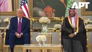 Trump Meets Saudi Crown Prince MBS Inside Airport Hall During Official Welcome Ceremony