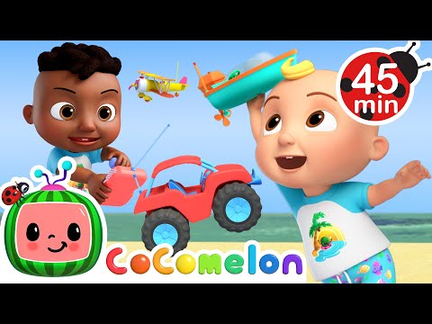 Beach Vehicle Learning - Bus, Truck + More Vehicles for Kids + MORE CoComelon Nursery Rhymes