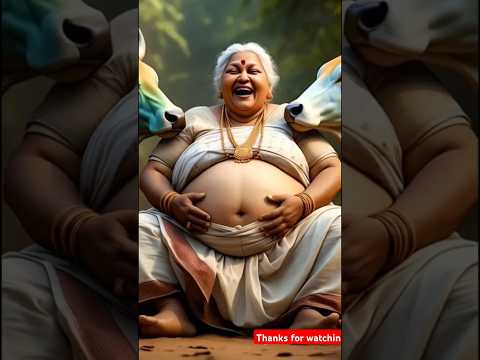 The cow gives a lot of juice🧃to the grandmother,one day the bull kills both the cows😭#cow #shorts