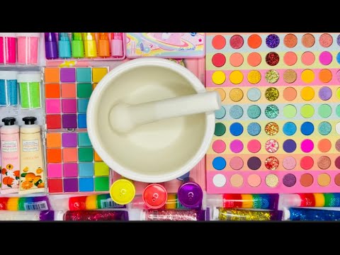 Satisfying Video How To Make Rainbow Eyeshadow Slime Makeup Glitter Mixing Random Things #2🌈ASMR