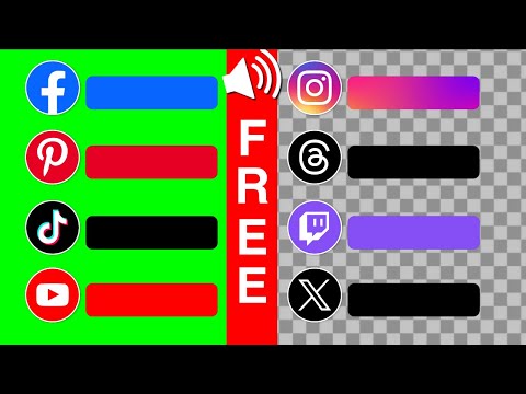 Social Media Lower Thirds green screen, transparent background | FREE