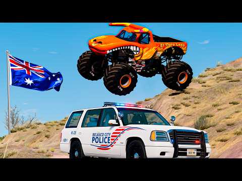 BIG MONSTER TRUCK VS Policemen - Insane Racing - BeamNG.drive