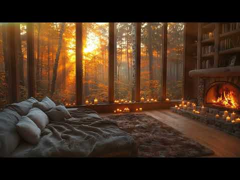 Autumn Night by the Fireplace 🔥  Soothing Piano Music for Deep Relaxation & Study