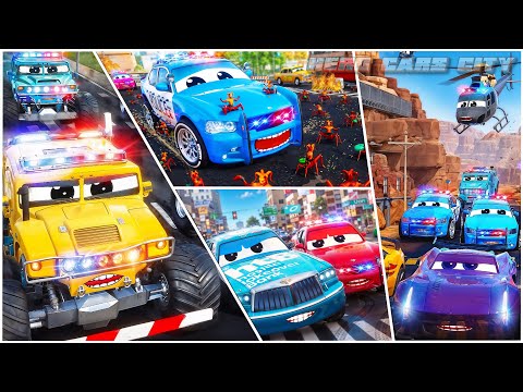 Monster Police Trucks, Epic Car Chases, and Road Rage Showdowns! Best of Hero Cars Movie