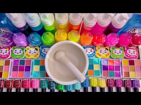 Satisfying video of how to make slime with glitter and makeup, combining random things🫧sent slime#36
