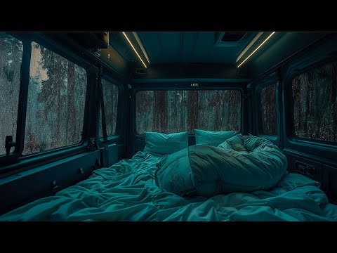 10 Hours⚡️Peaceful Rain on a Camper Van Window | Relaxing Forest ASMR Ambience for Deep Sleep