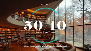 Pomodoro 50/10 - Library Ambience | Studying, Working, Deep Focus | Study Timer, 뽀모도로 50/10