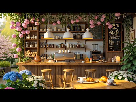 Morning Jazz at Spring Café 🌸 Relaxing Coffee Shop Ambience with Smooth Instrumentals