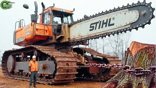 Extreme Dangerous Fastest Big Chainsaw Cutting Tree Machines | Monster Stump Removal Excavator #74
