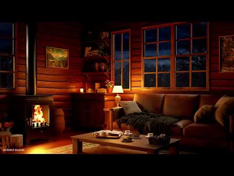 Night Rain and Fireplace Sounds . 10 Hours for Relaxation, Reading and  Sleeping.