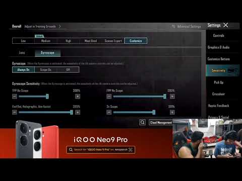 iQOO soul nakul bgmi sensitivity and settings
