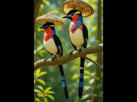 "Two Tropical Birds in Motion | Nature's Feathered Beauty"